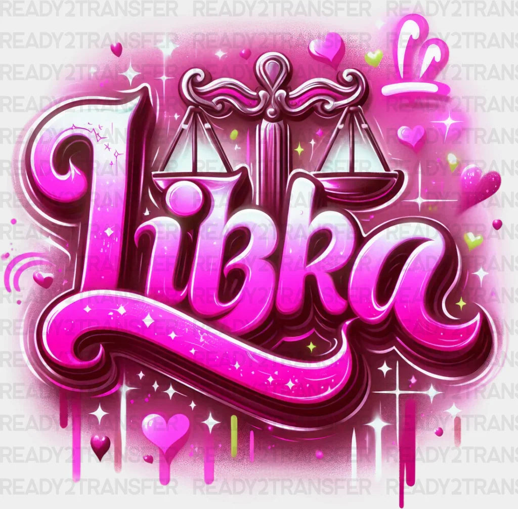 Libra Blue And Pink - Zodiacs & Horoscopes Dtf Transfer Adult Unisex S M (10’’) / Color Design