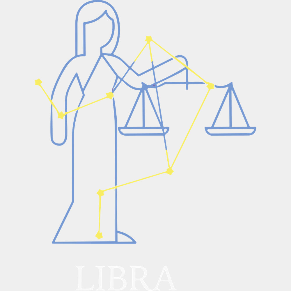 Libra Blue Constellation - Zodiacs & Horoscopes DTF Transfers - Adult Unisex - S & M (10’’) / Light Color Design (See