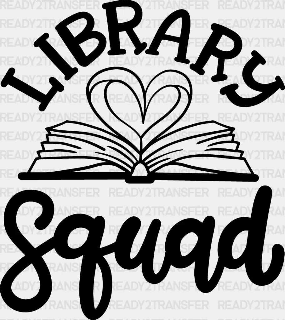 Library Squad - Reading Dtf Heat Transfer Adult Unisex S & M (10’’) / Dark Color Design (See