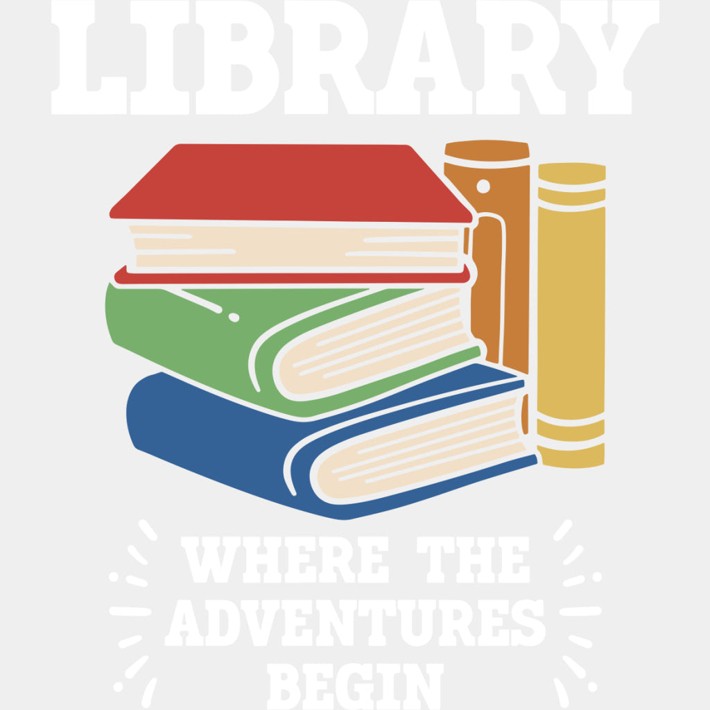 Library Where The Adventures Begin - Librarian DTF Transfers Adult Unisex - S & M (10’’) / Light Color Design (See