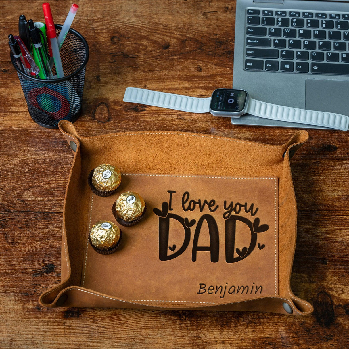 Custom Engraved Leather Tray