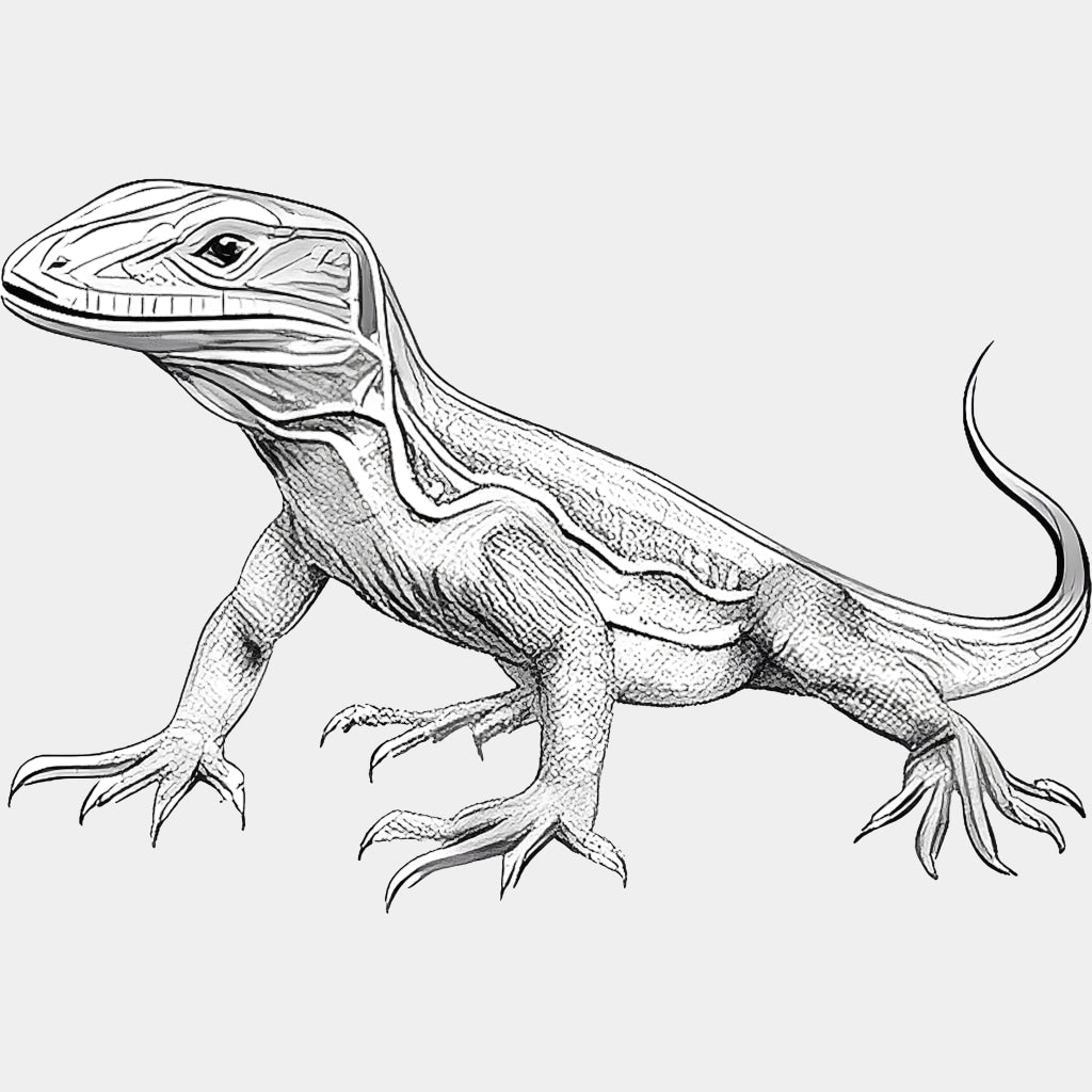 Lizard B&W - Animals DTF Transfers - Adult Unisex - S & M (10’’) / Light Color Design (See Imaging)
