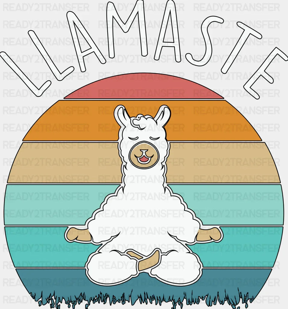 Llamaste Retro Sunset Design - Yoga Dtf Heat Transfer Adult Unisex S & M (10’’) / Black