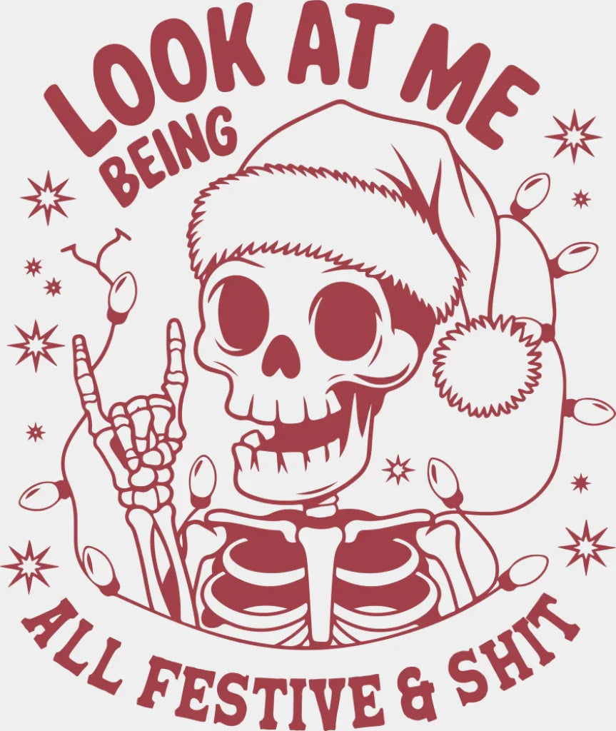 Look At Me Being All Festive - Christmas DTF Transfer Adult Unisex - S & M (10’’) / Red Color Design (See Imaging)