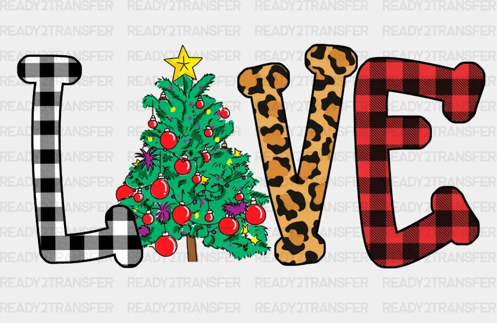 Love Christmas Tree Dtf Transfer