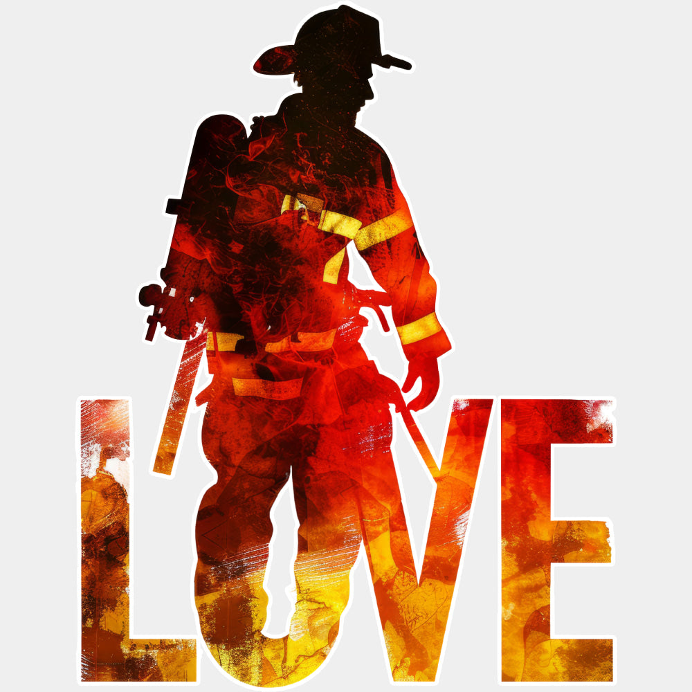 Love Firefighter Silhouette - Fire Department DTF Transfers ready2transfer Light Color Design (See Imaging)