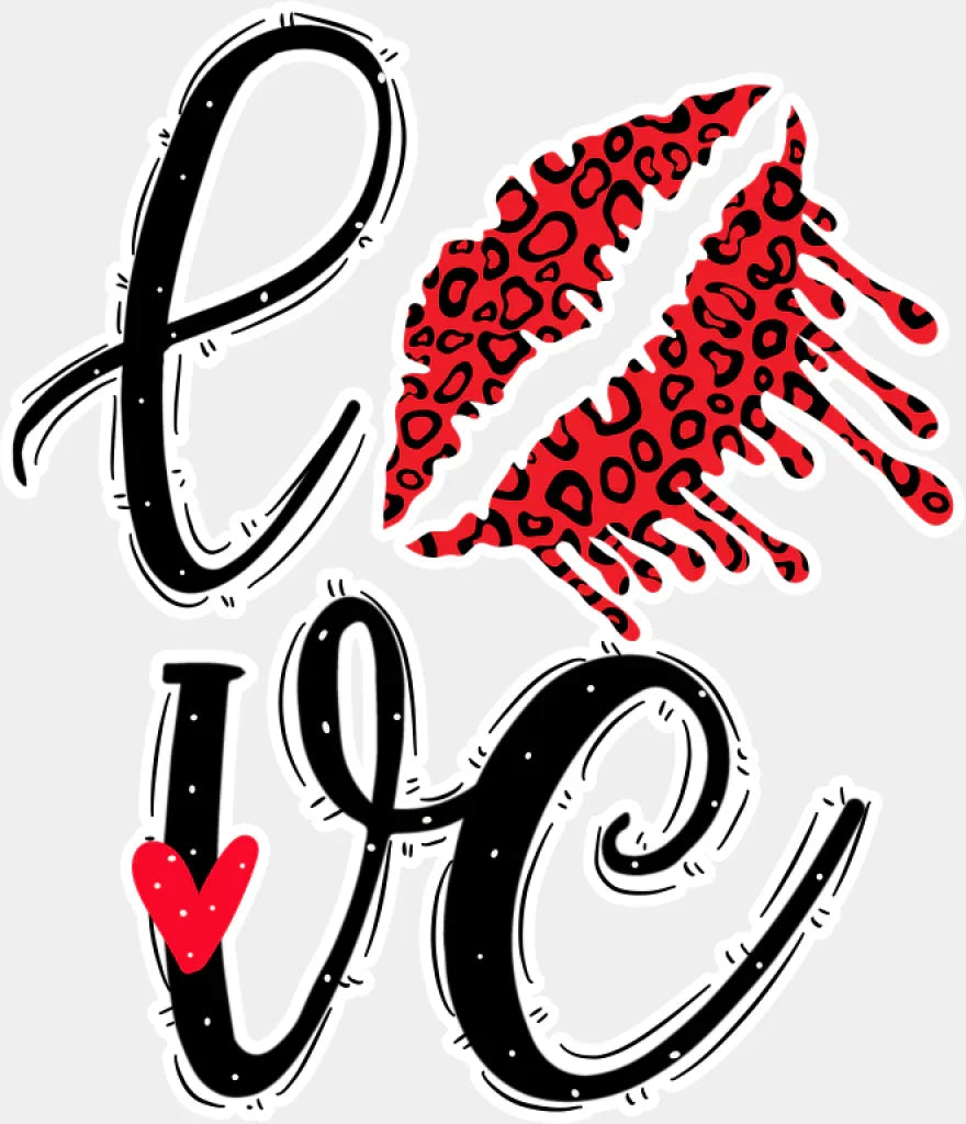 Love Lipstick Print - Valentine’s Day DTF Transfer Adult Unisex - S & M (10’’) / Light Color Design (See Imaging)