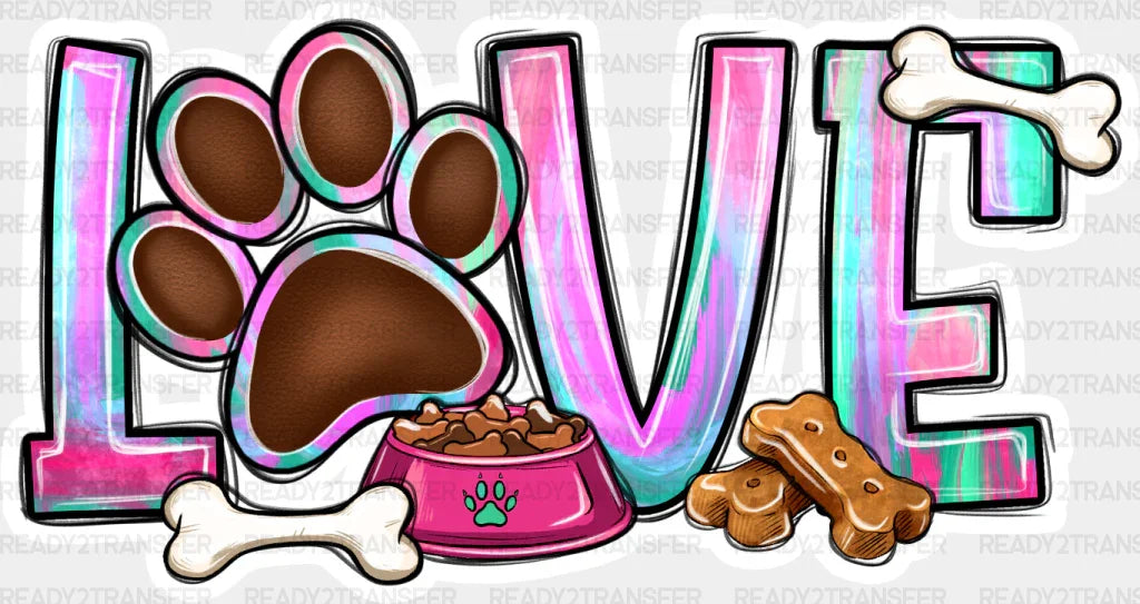 Love Paw Bones Design - Dogs Dtf Transfer Adult Unisex S & M (10’’) / Light Color (See Imaging)