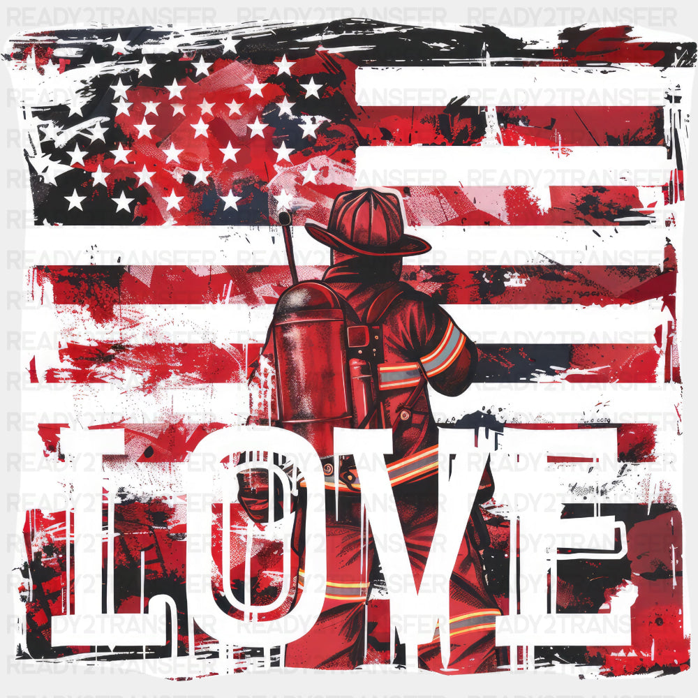 Love US Flag - Fire Department DTF Transfers ready2transfer