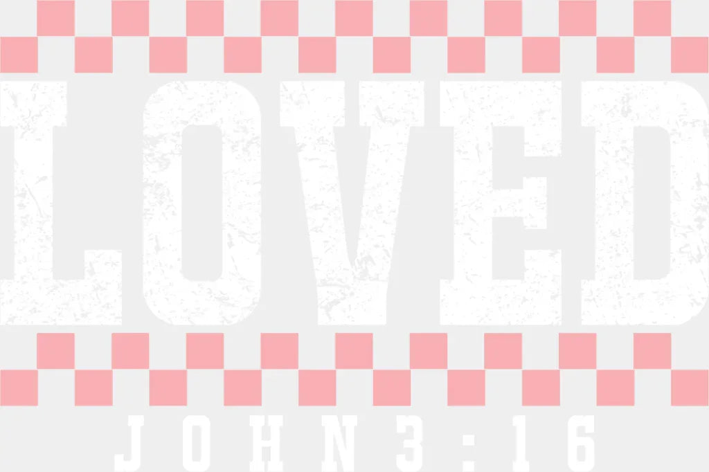 Loved John 3:16 Red And White - Valentine’s Day DTF Transfer Adult Unisex - S & M (10’’) / Light Color Design (See