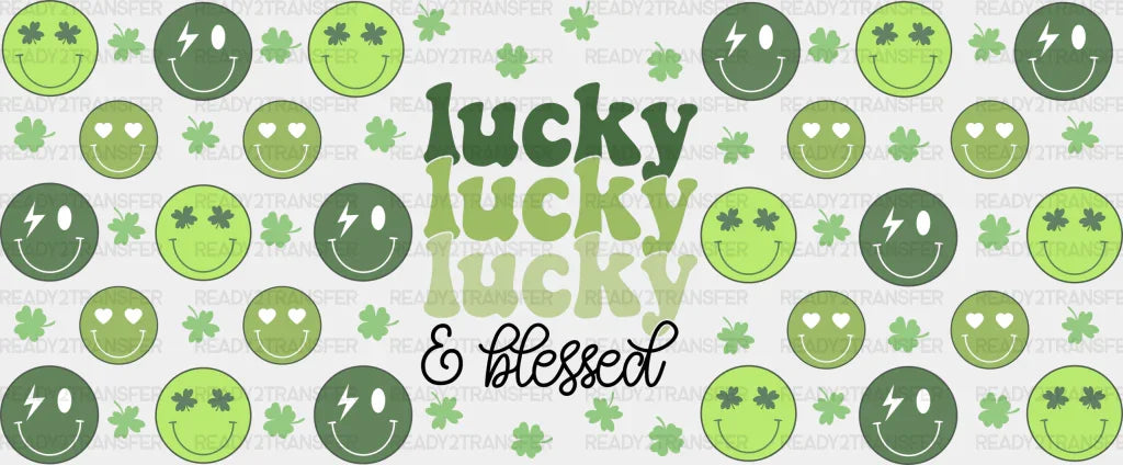 Lucky And Blessed - St Patrick Cup Wrap Uv Sticker Permanent Dtf Decal