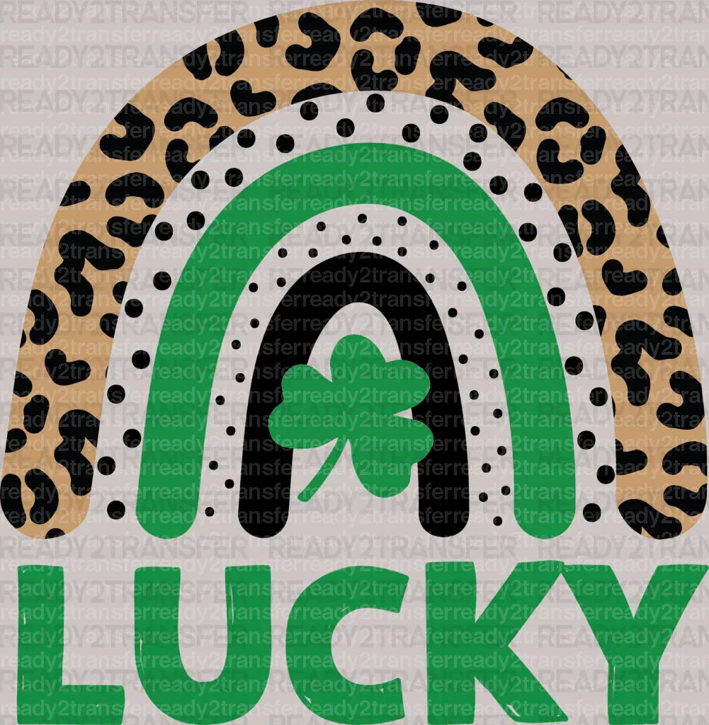 Lucky Leopard Rainbow St. Patrick's Day DTF Heat Transfer, Saint Patricks Day Design, St Paddys Day DTF ready2transfer Black