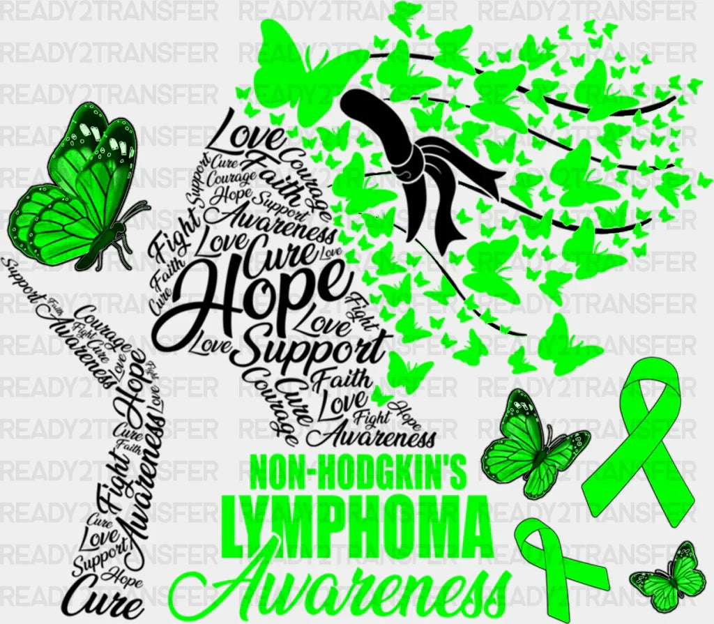 Lymphoma Awareness Butterfly Design - Dtf Heat Transfer Adult Unisex S & M (10’’) / Dark Color