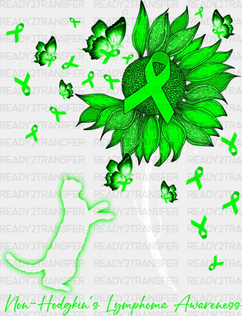 Lymphoma Awareness Cat Flower Design - Dtf Heat Transfer Adult Unisex S & M (10’’) / Light