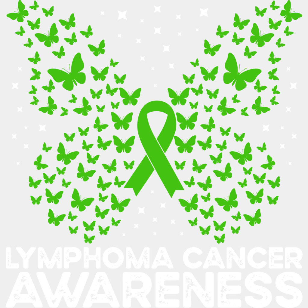 Lymphoma Cancer Awareness Butterfly - Lymphoma DTF Transfers - Adult Unisex - S & M (10’’) / Light Color Design (See