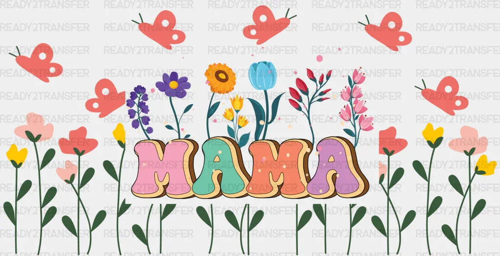 Mama Butterfly Design - Mom Cup Wrap UV Sticker Permanent UV DTF Decal ready2transfer