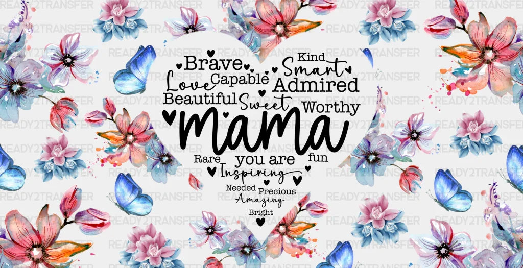 Mama Heart Colorful Design - Mom Cup Wrap UV Sticker Permanent UV DTF Decal ready2transfer