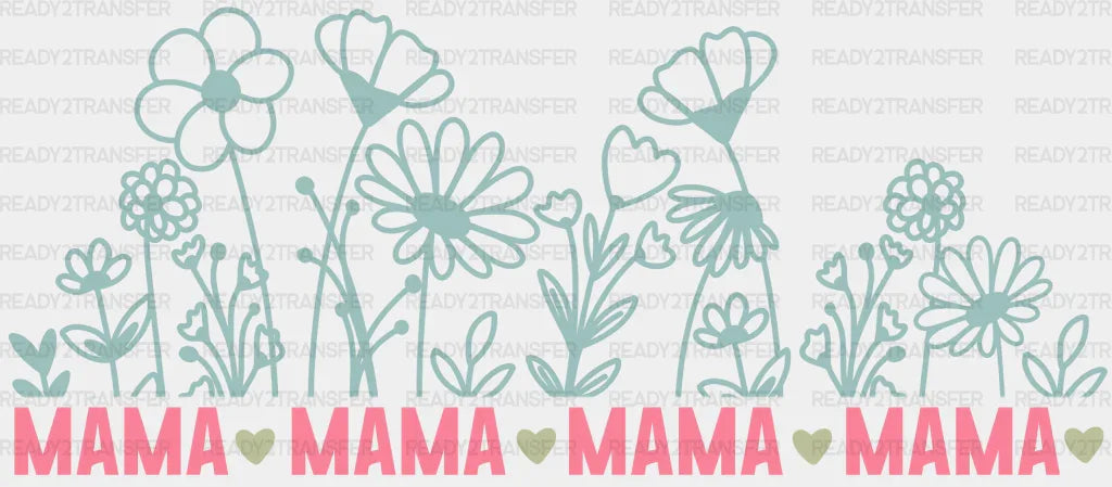 Mama Heart Flower Design - Mom Cup Wrap UV Sticker Permanent UV DTF Decal ready2transfer