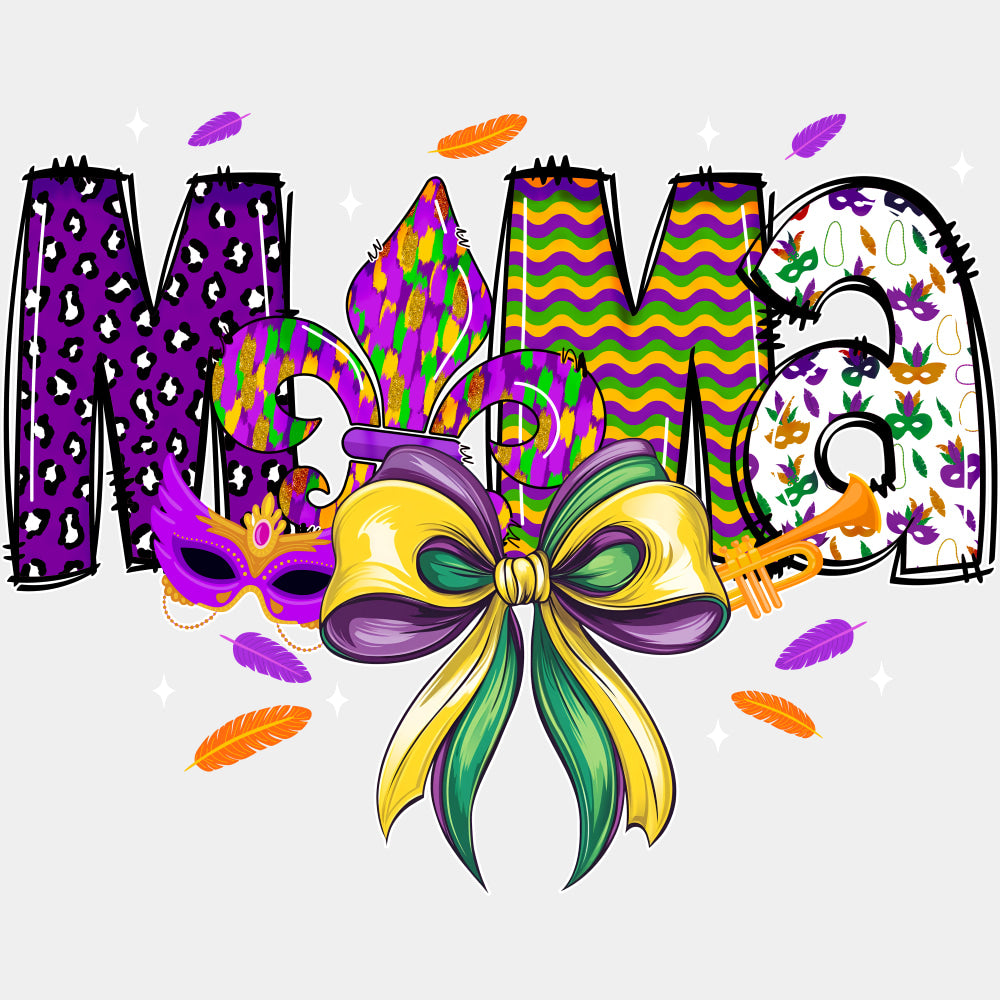 Mama - Mardi Gras DTF Transfers ready2transfer Light Color Design (See Imaging)