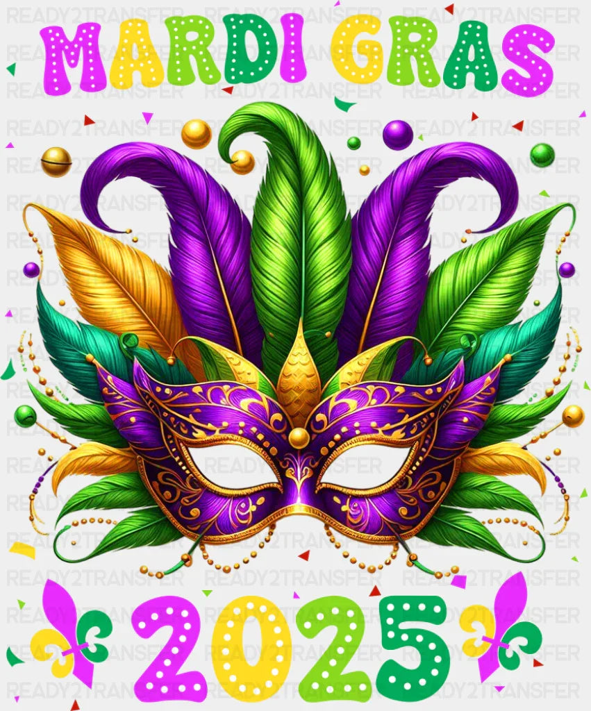 Mardi Gras 2025 Mask - Mardi Gras DTF Transfer