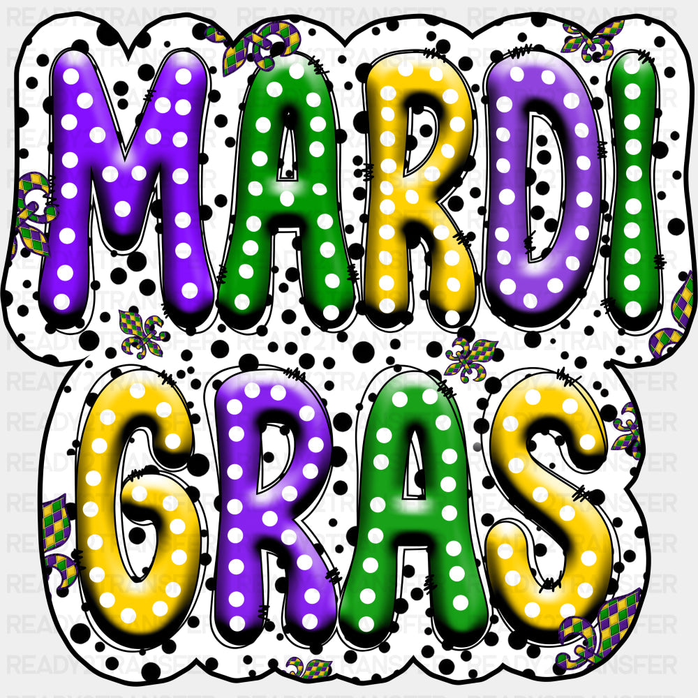 Mardi Gras Black Dotted Design - Mardi Gras DTF Transfers ready2transfer