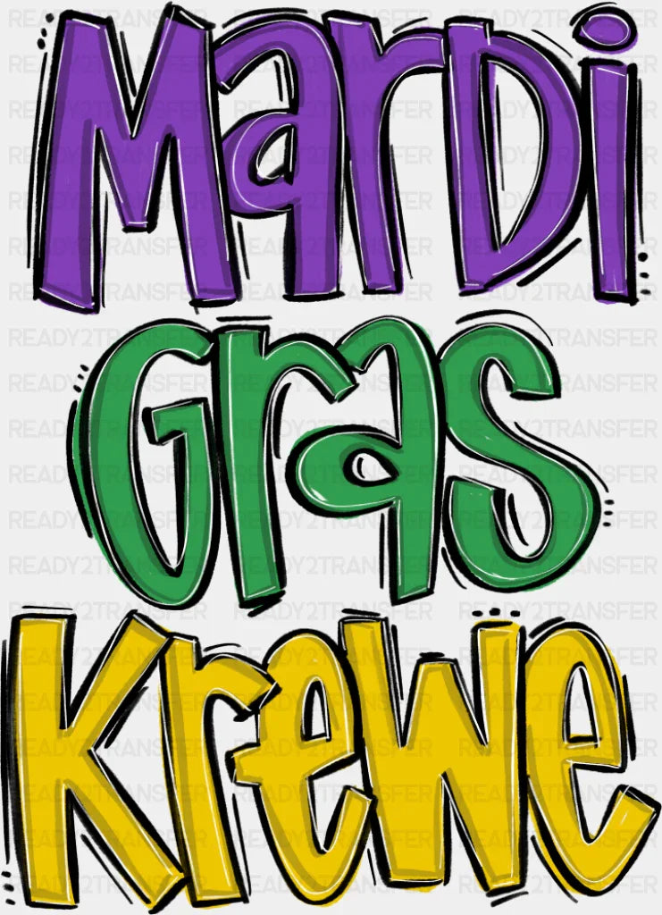 Mardi Gras Krewe - Mardi Gras DTF Transfer Adult Unisex - S & M (10’’) / Dark Color Design (See Imaging)