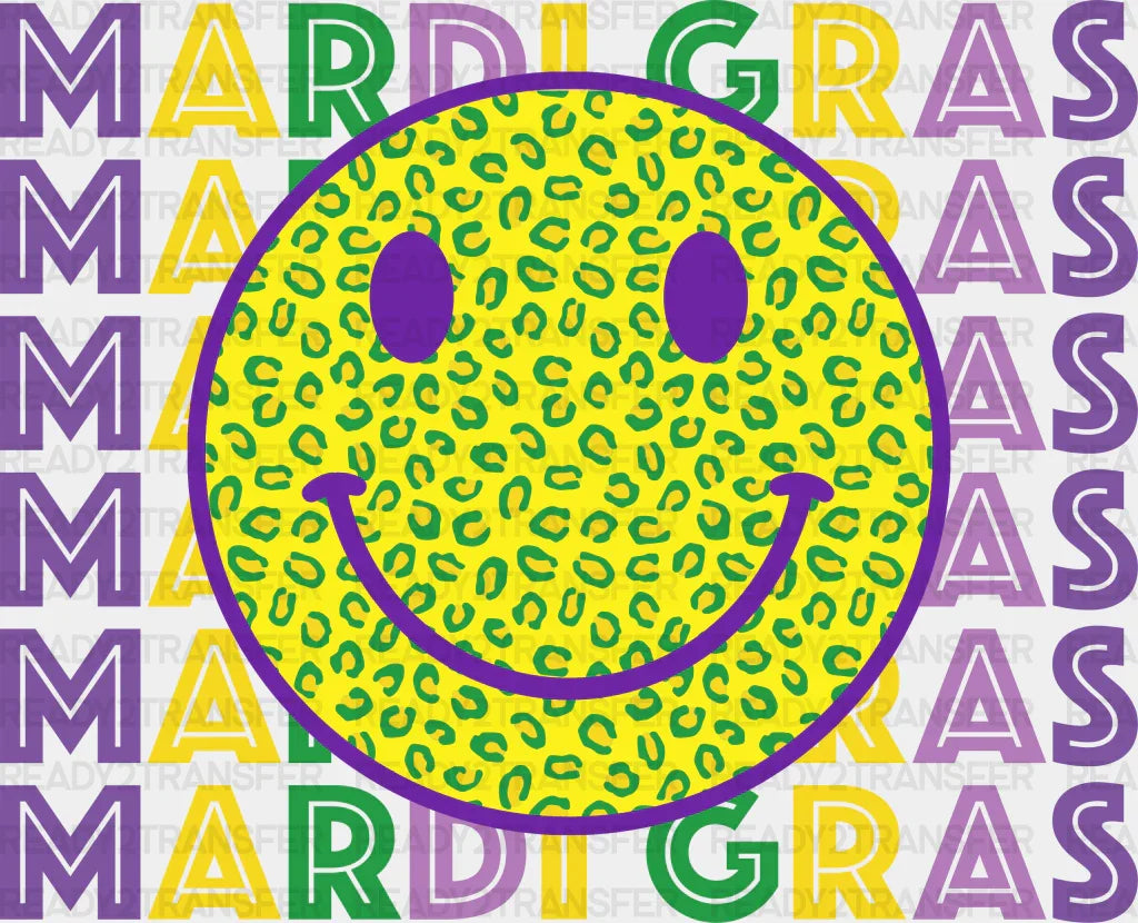 Mardi Gras Smile Face Design Dtf Transfer