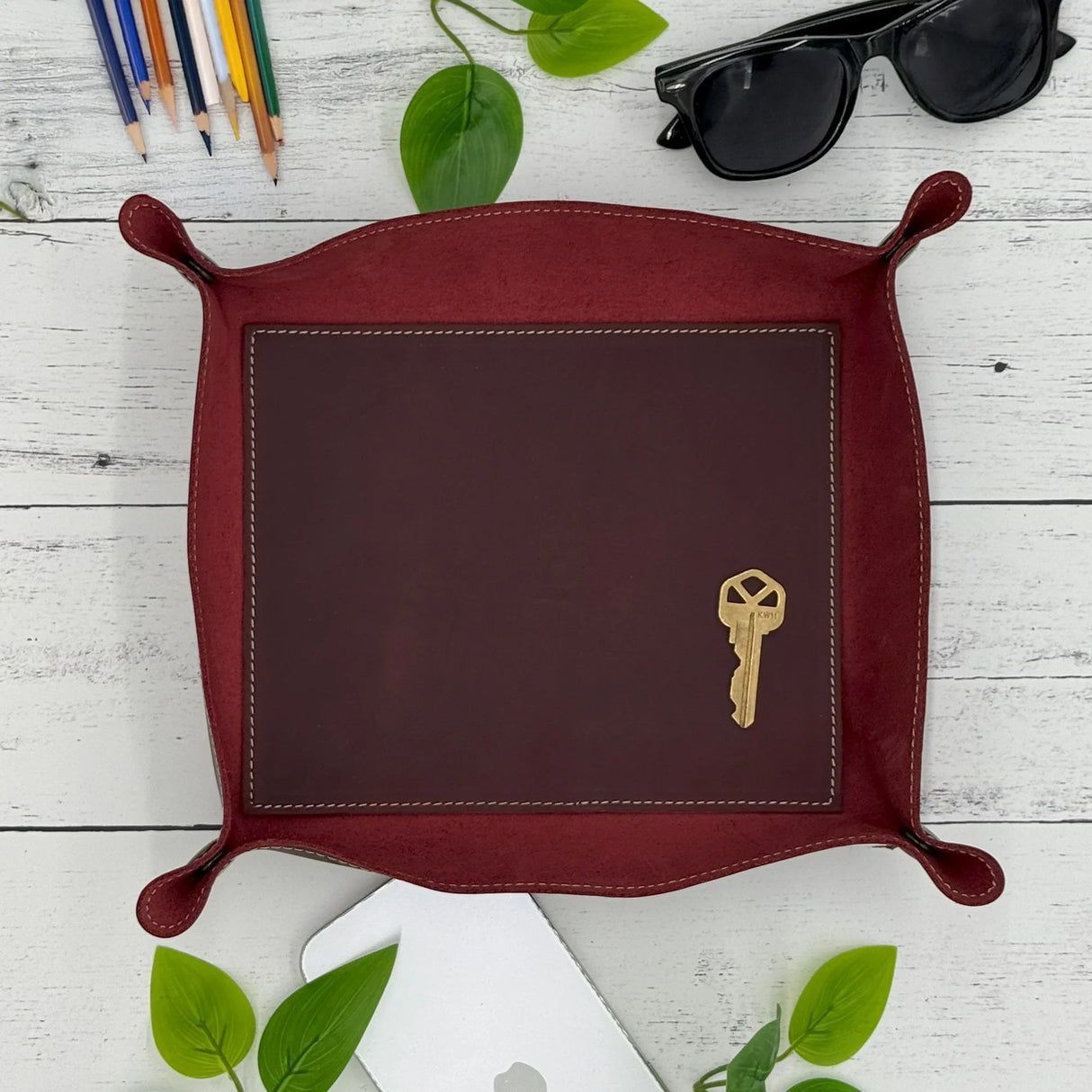 Custom Engraved Leather Tray