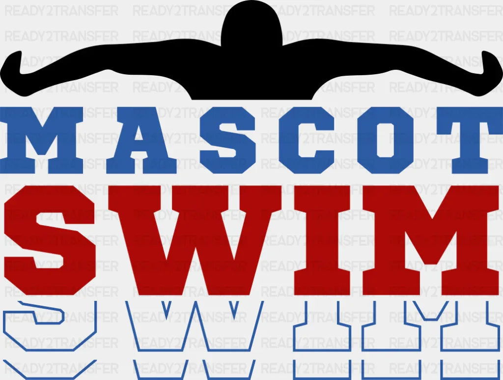 Mascot Swim Red And Blue - Swimming DTF Transfer