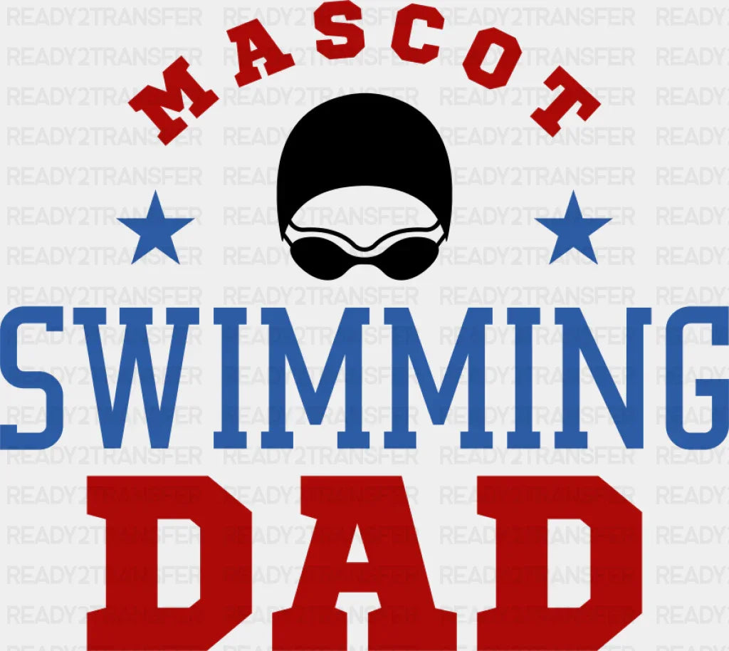 Mascot Swimming Dad Red And Blue - Swimming DTF Transfer