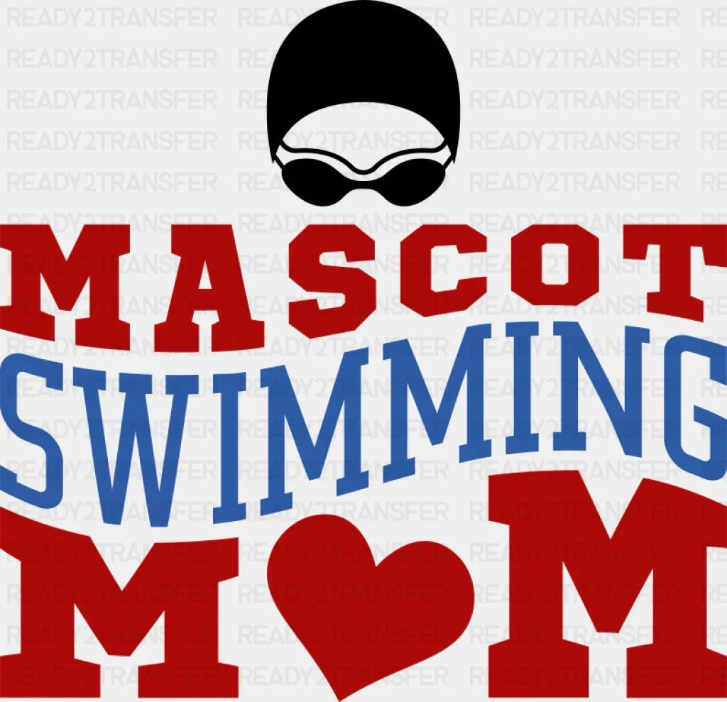 Mascot Swimming Mom Red And Blue - Swimming DTF Transfer