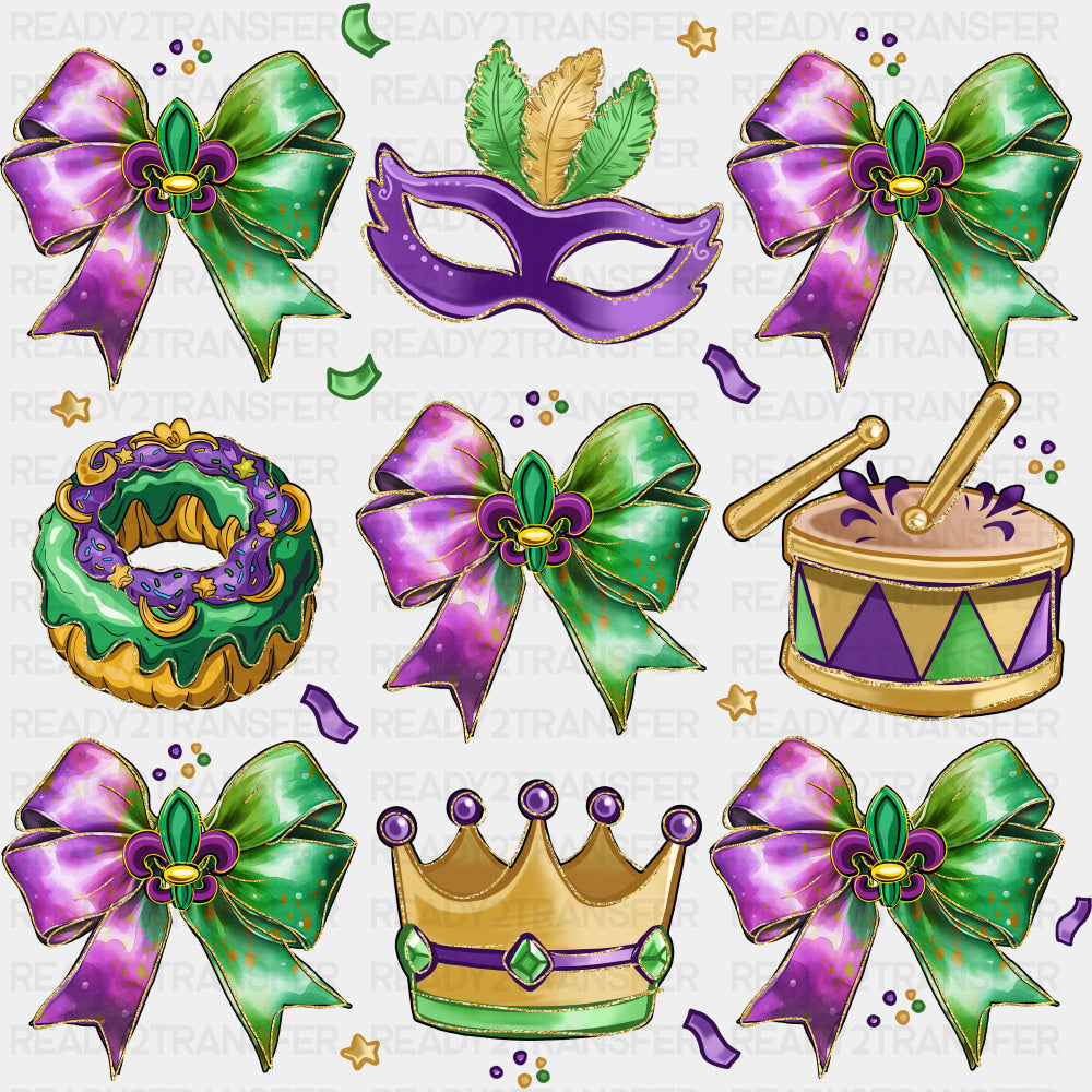 Mask, Ribbons, Donut - Mardi Gras DTF Transfers ready2transfer