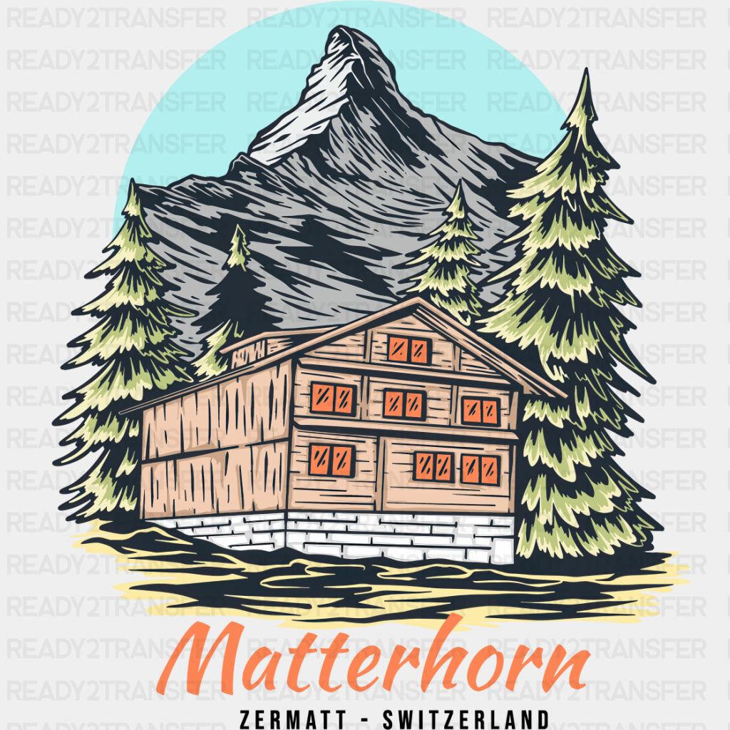 Matterhorn, Zermatt Switzerland - Hiking DTF Transfers ready2transfer Dark Color Design (See Imaging)