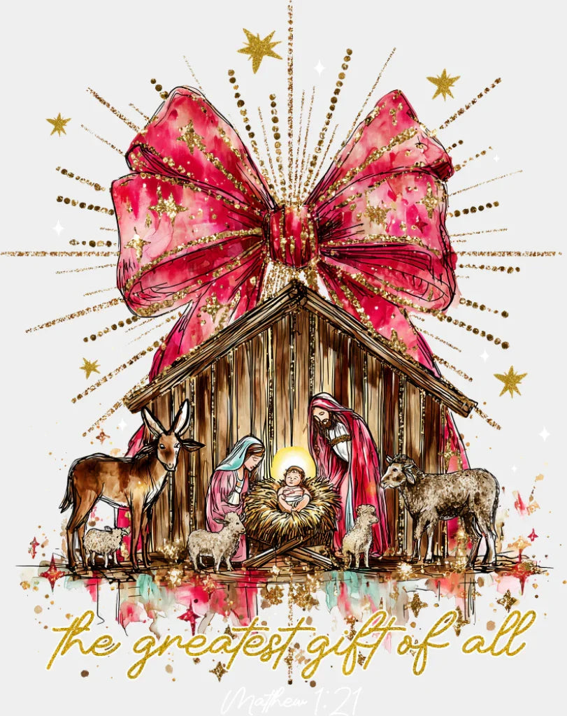 Matthew 1:21 - Christmas DTF Transfer Adult Unisex - S & M (10’’) / Light Color Design (See Imaging)