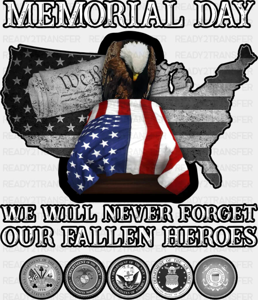 Memorial Day - Military DTF Transfer Adult Unisex - S & M (10’’) / Dark Color Design (See Imaging)