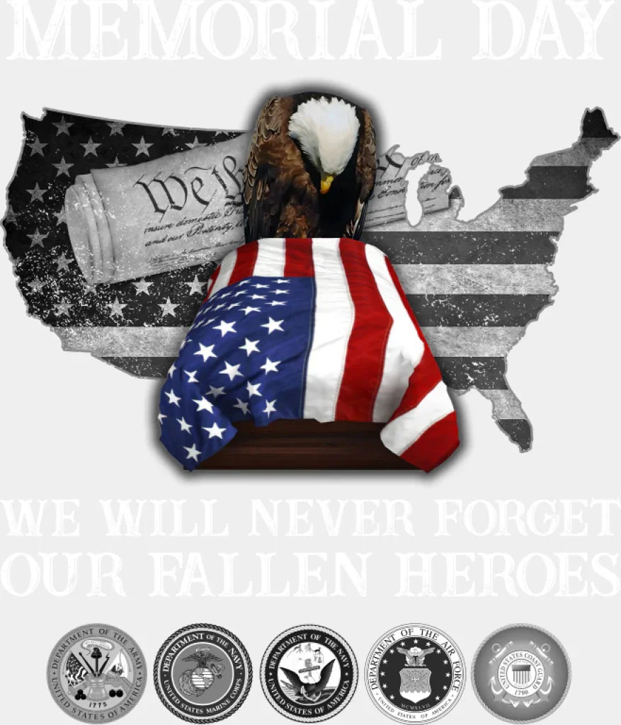 Memorial Day - Military DTF Transfer Adult Unisex - S & M (10’’) / Light Color Design (See Imaging)