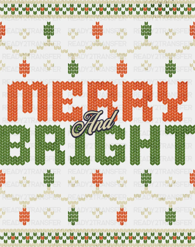 Merry And Bright - Christmas DTF Transfer ready2transfer