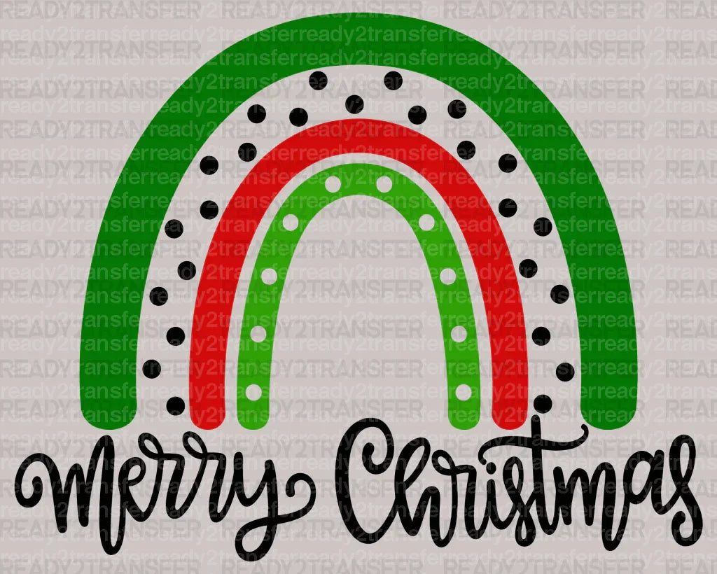 Merry Christmas Green Effect DTF Transfer ready2transfer Black