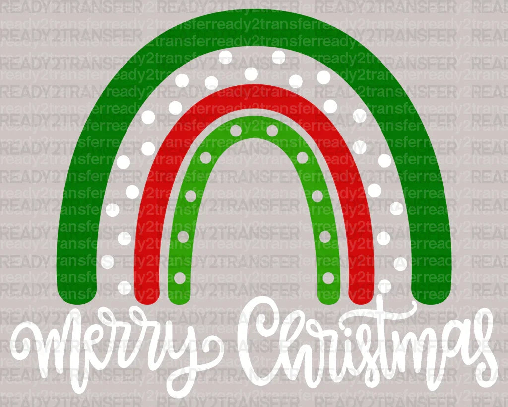 Merry Christmas Green Effect DTF Transfer ready2transfer White