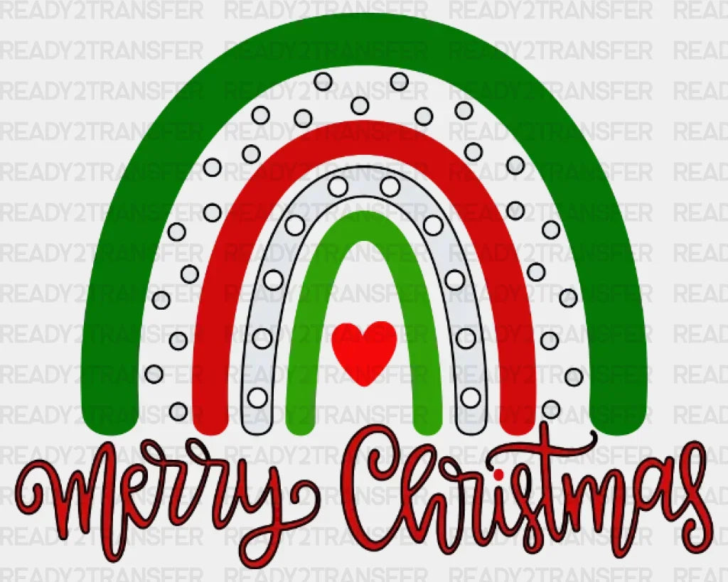 Merry Christmas Heart DTF Transfer ready2transfer Lined