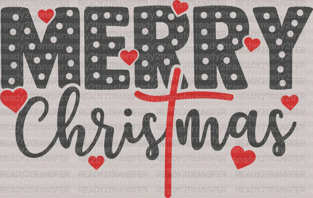 Merry Christmas Loves DTF Transfer ready2transfer Black