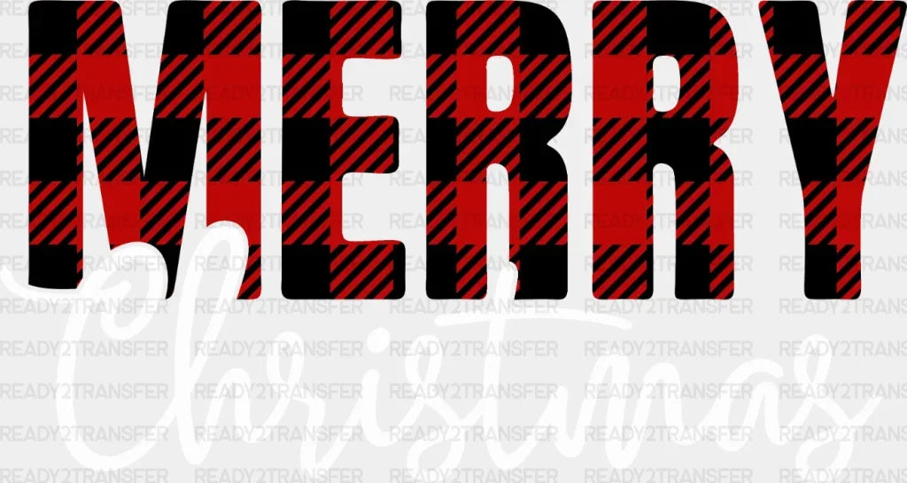 Merry Christmas Red And Black Effect Dtf Transfer