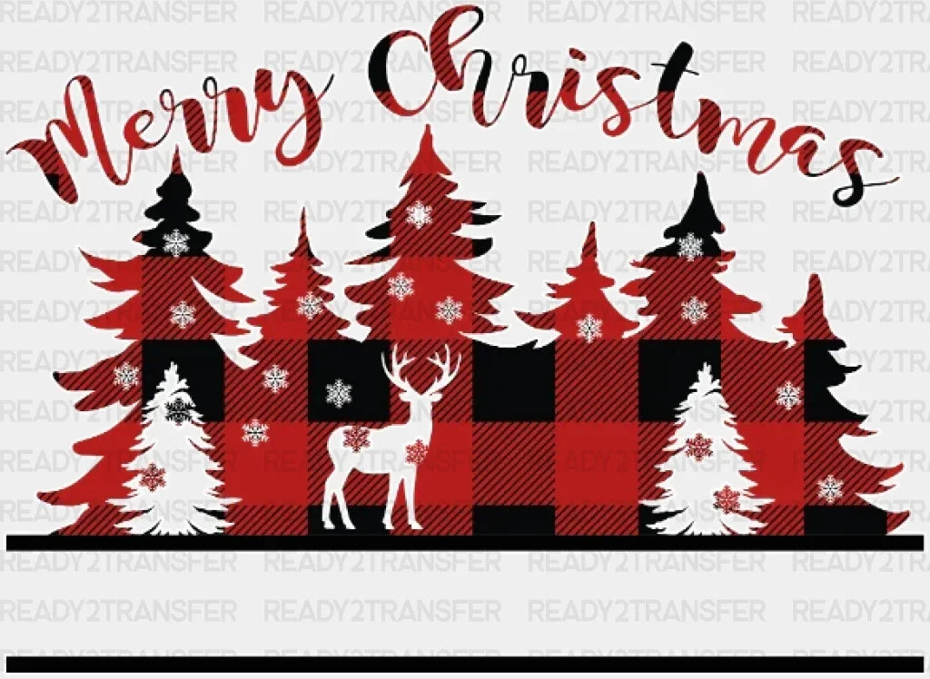 Merry Christmas Trees DTF Transfer ready2transfer White