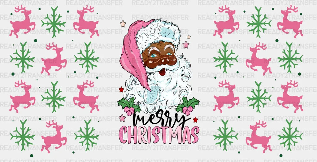 Messy Christmas Pink Design - Cup Wrap Uv Sticker Permanent Dtf Decal