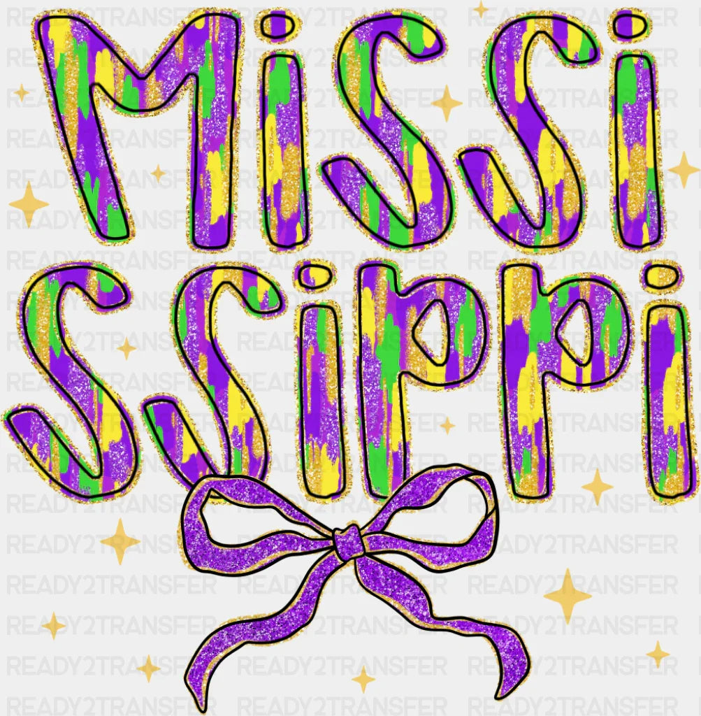 Mississippi Ribbon - Mardi Gras DTF Transfer