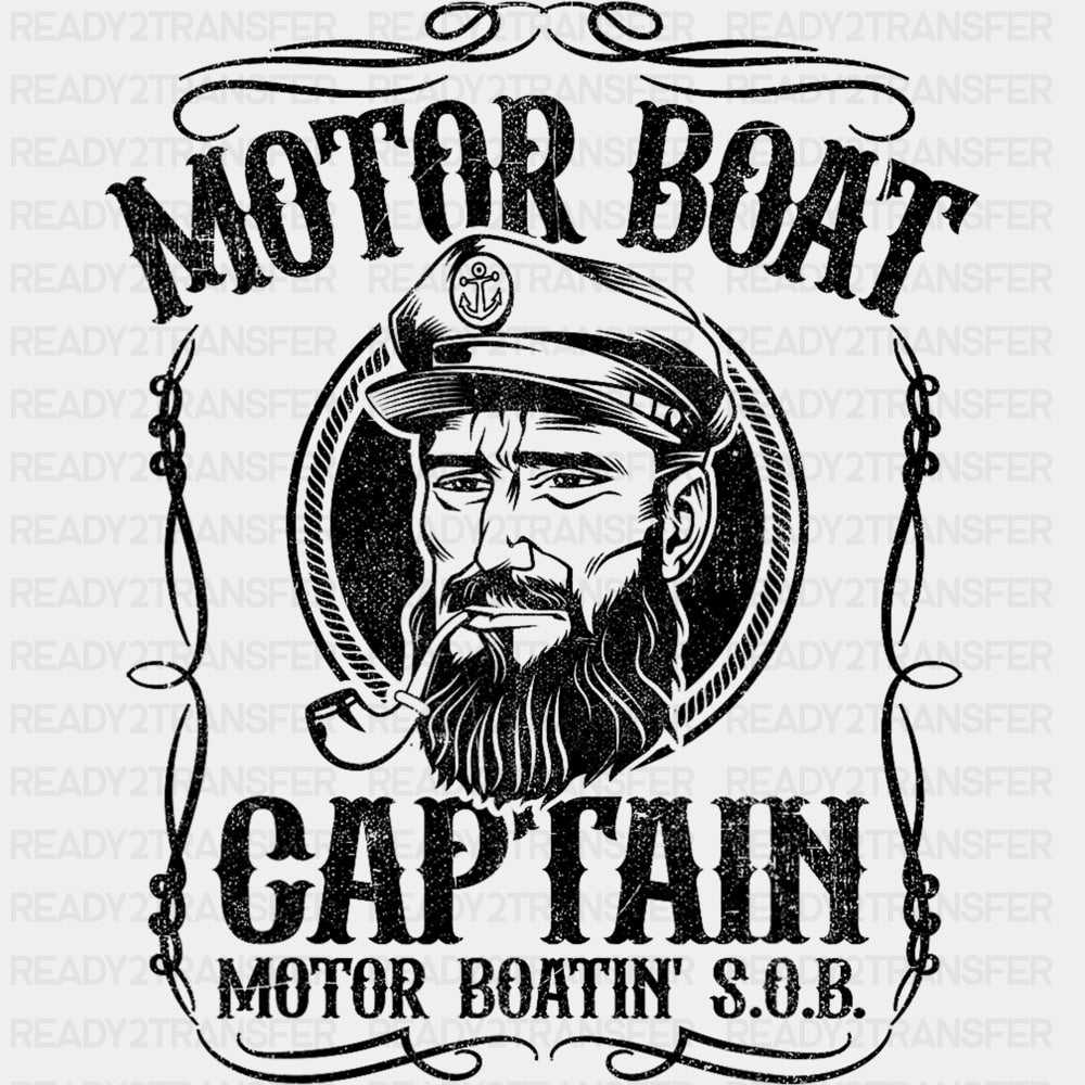Motor Boat Captain - Boating DTF Transfers ready2transfer Dark Color Design (See Imaging)