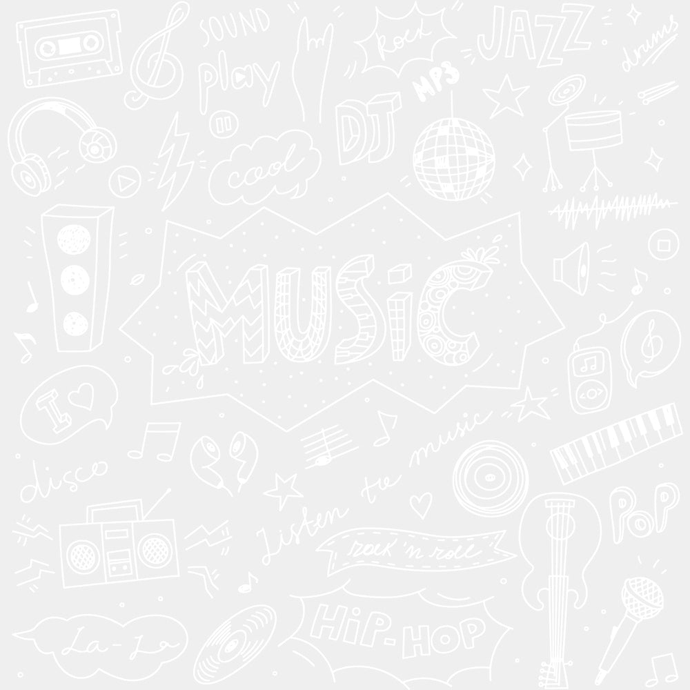 Music Doodles - Music DTF Transfers - Adult Unisex - S & M (10’’) / Light Color Design (See Imaging)