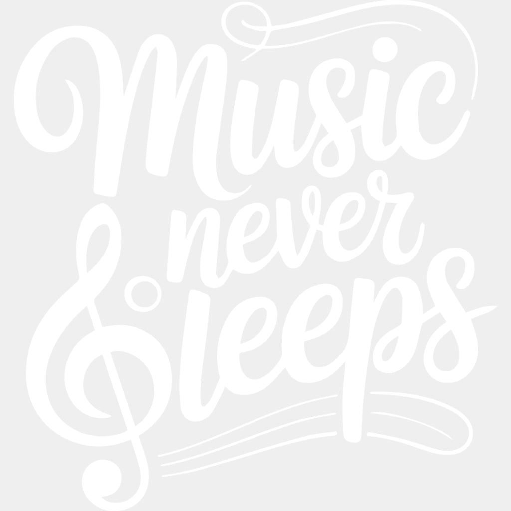 Music Never Sleeps - Music DTF Transfers ready2transfer Light Color Design (See Imaging)