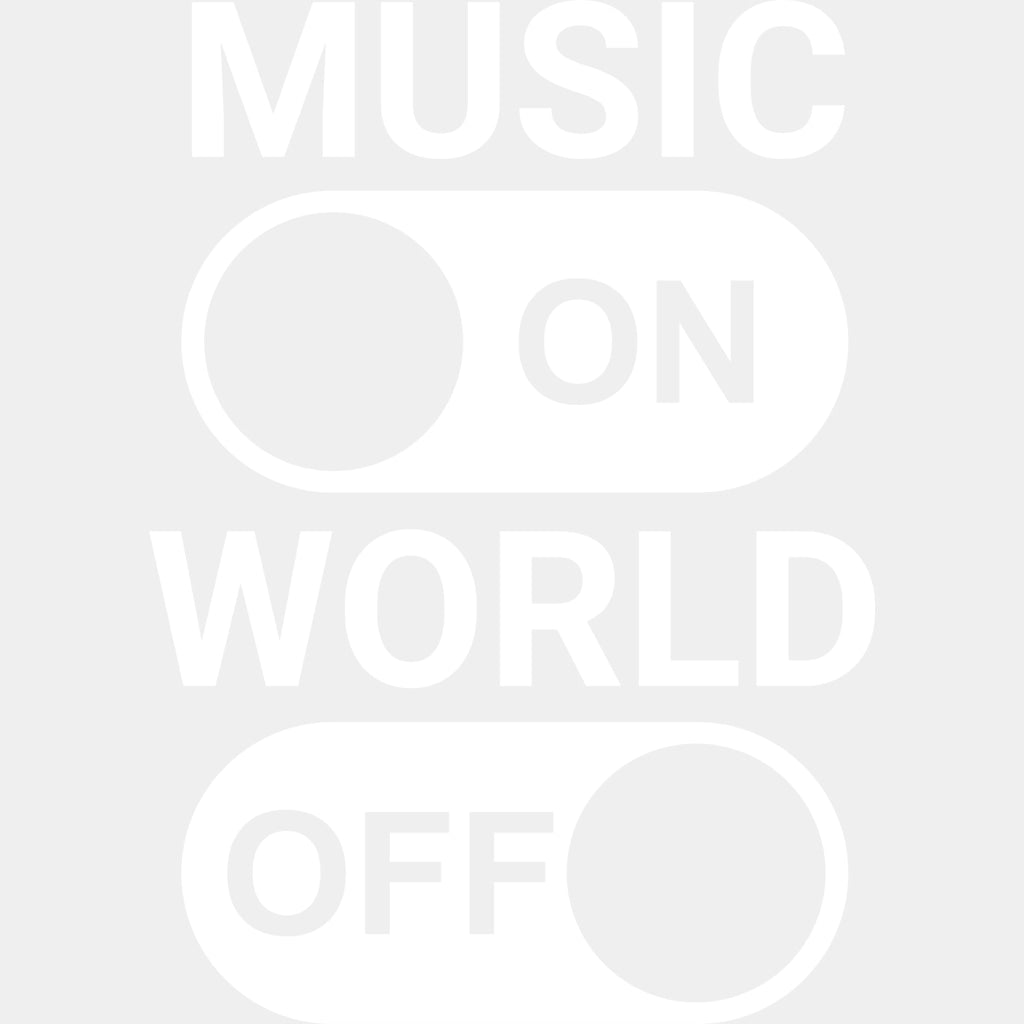 Music On, World Off - Music DTF Transfers ready2transfer Light Color Design (See Imaging)