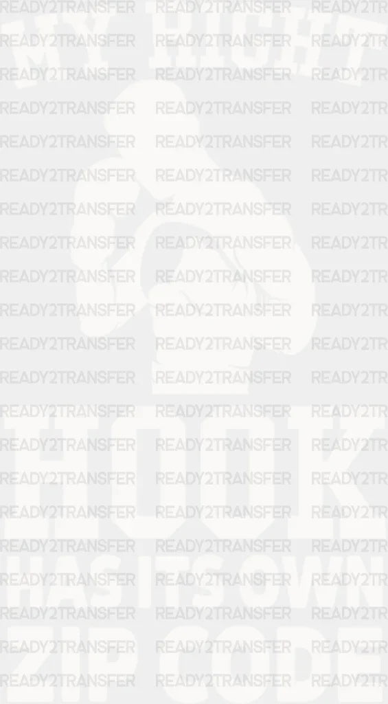 My Right Hook Has It’s Own Zip Code - Boxing Dtf Heat Transfer Adult Unisex S & M (10’’) / White